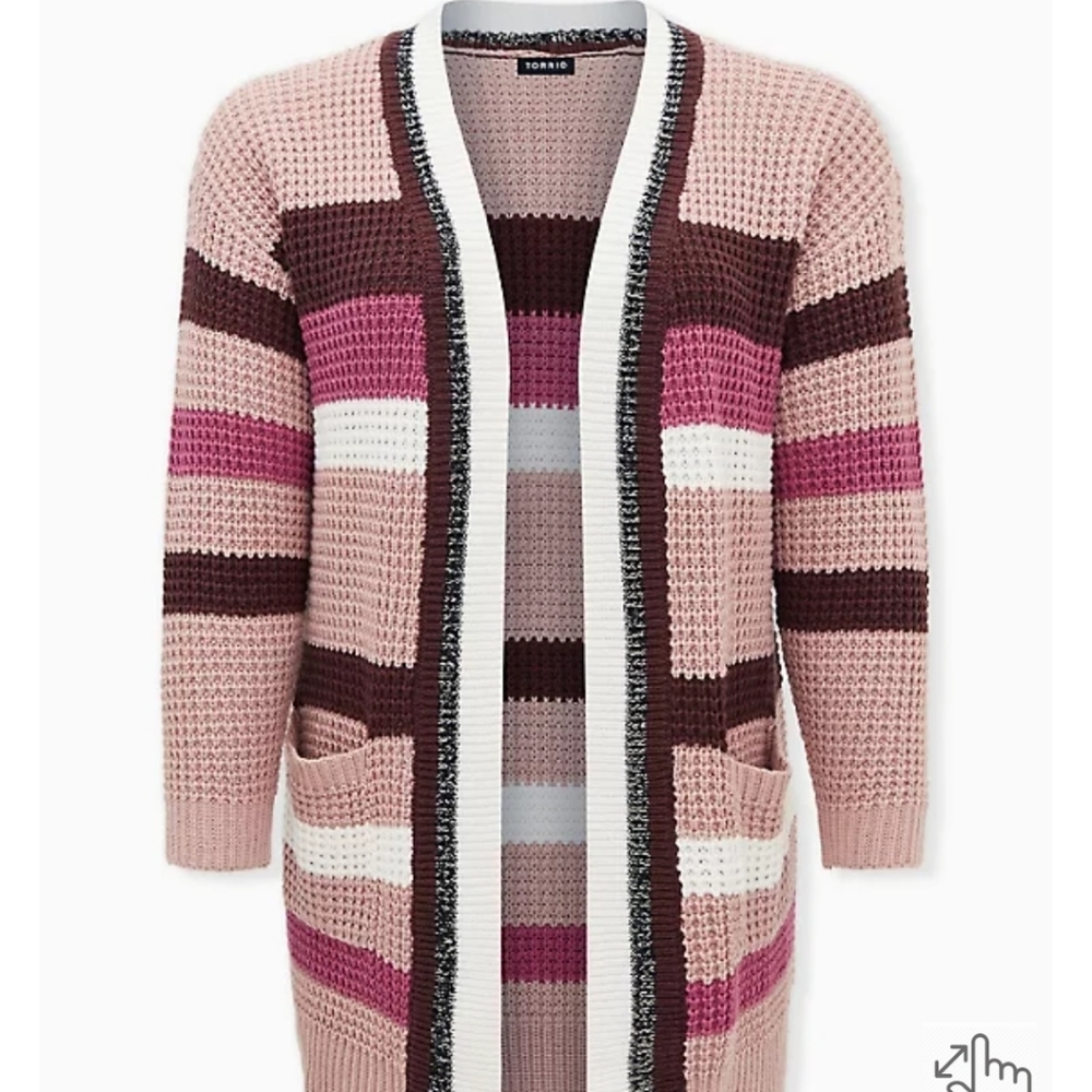 Torrid MULTI STRIPE YARN OPEN FRONT CARDIGAN